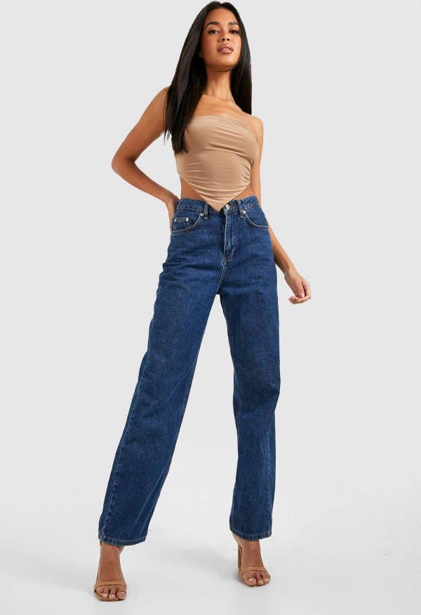 boohoo Strakke Bandeau Crop Top Met Rug Strik En Puntige Zoom, Camel