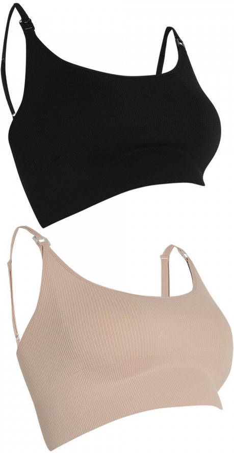 boohoo Zwangerschap Gerecyclede Long Line Borstvoeding Beha'S(2 Stuks ), Black_Nude