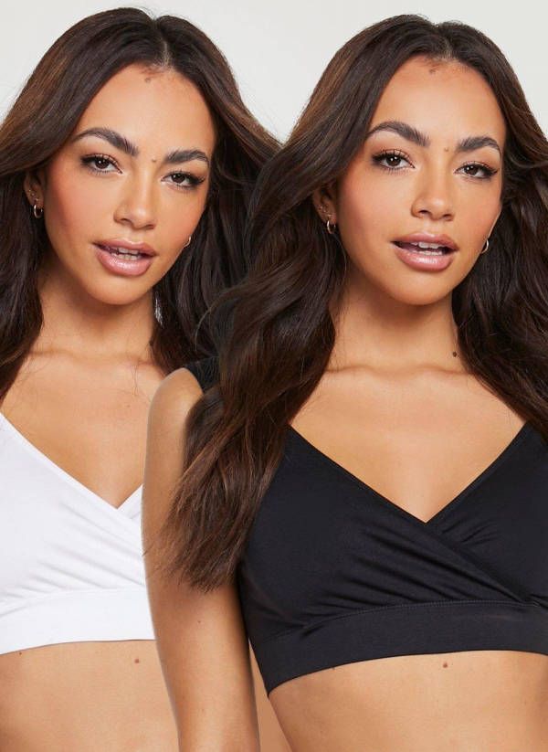 boohoo Zwangerschap Naadloze Wikkel Voedings Bh'S(2 Stuks ), Black_White