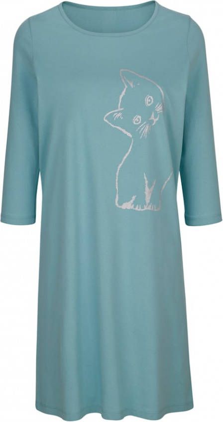 Blue Moon Nachthemden per 3 stuks met kattenmotief Smaragdgroen/Blauw/Lila
