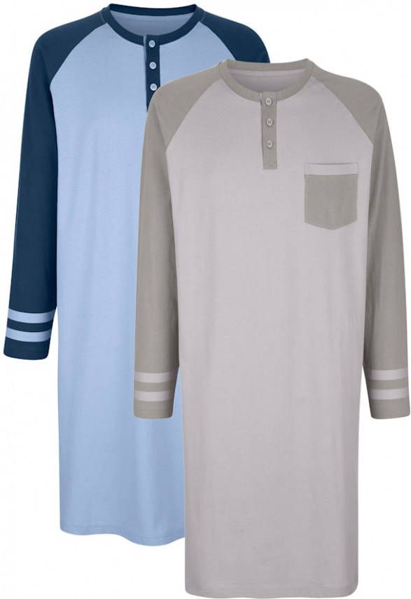 G Gregory Nachthemden per 2 stuks Grijs/Lichtblauw