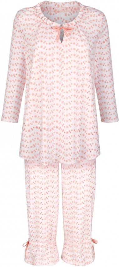 harmony Pyjama met romantische volants Wit/Lichtroze