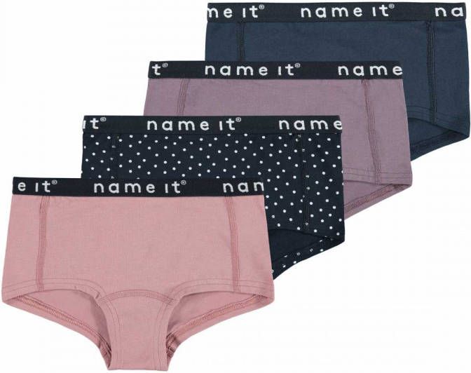 name it ! Meisjes 4 Pack Hipster -- Diverse Kleuren Katoen/elasthan