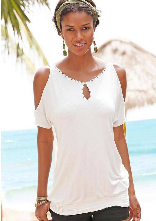 Lascana Shirt met korte mouwen met aantrekkelijke hals