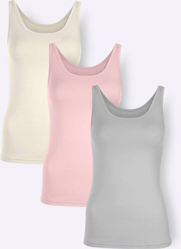 Mouwloze top in zilverkleurig + roze + champagne van wäschepur