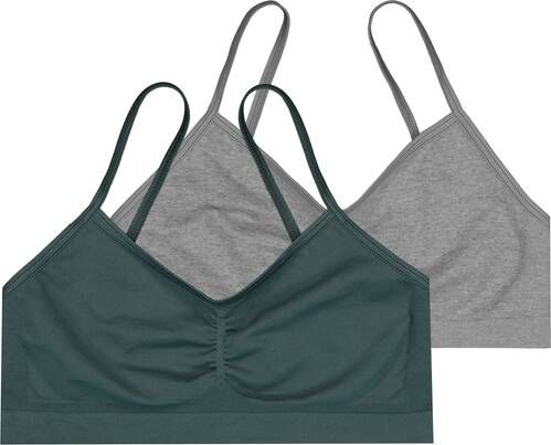 HEMA Tiener Top Naadloos 2 Stuks Groen(groen )