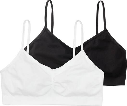 HEMA Tiener Top Naadloos 2 Stuks Zwart/wit(zwart/wit )