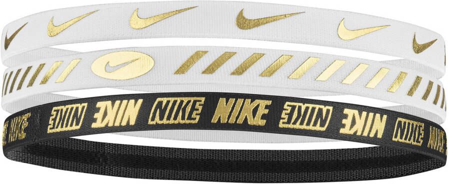 Nike Hoofdbanden 3.0 Dames 3 Pack Metallic Wit Zwart