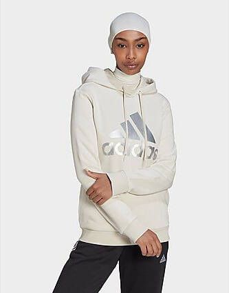 Adidas Essentials Logo Fleece Hoodie Aluminium/Silver Metallic Dames