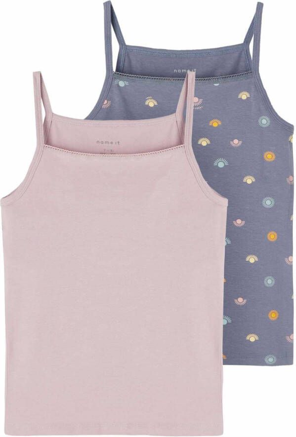 name it ! Meisjes 2 Pack Hemd -- Diverse Kleuren Katoen/elasthan