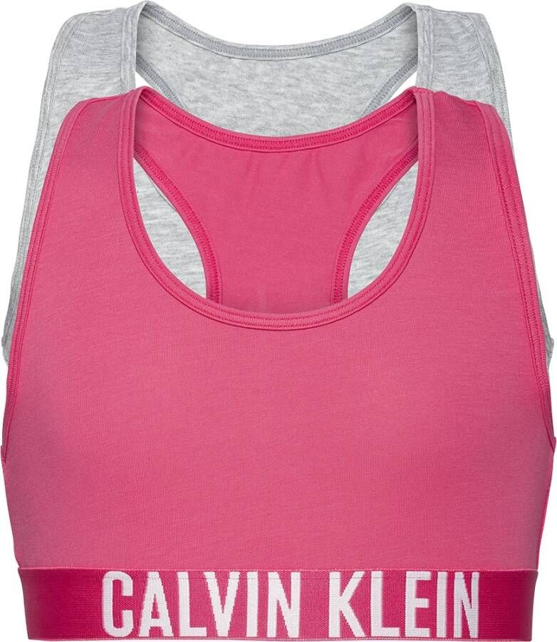 CALVIN KLEIN bh top set van 2 roze/grijs melange