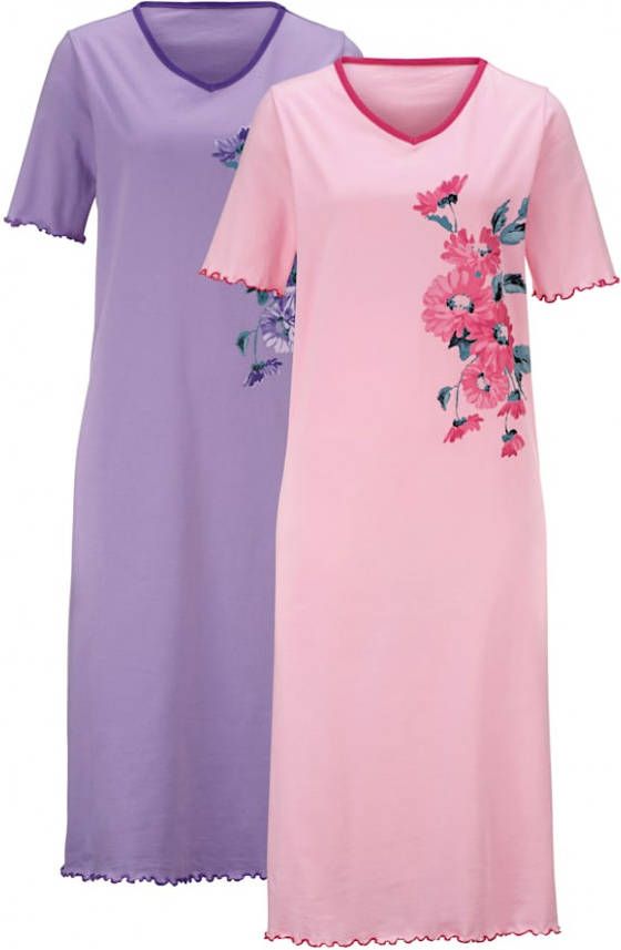 harmony Nachthemden met bloemendessin Roze/Lila