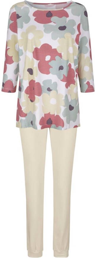 harmony Pyjama met bloemendessin Lindegroen/Oudroze