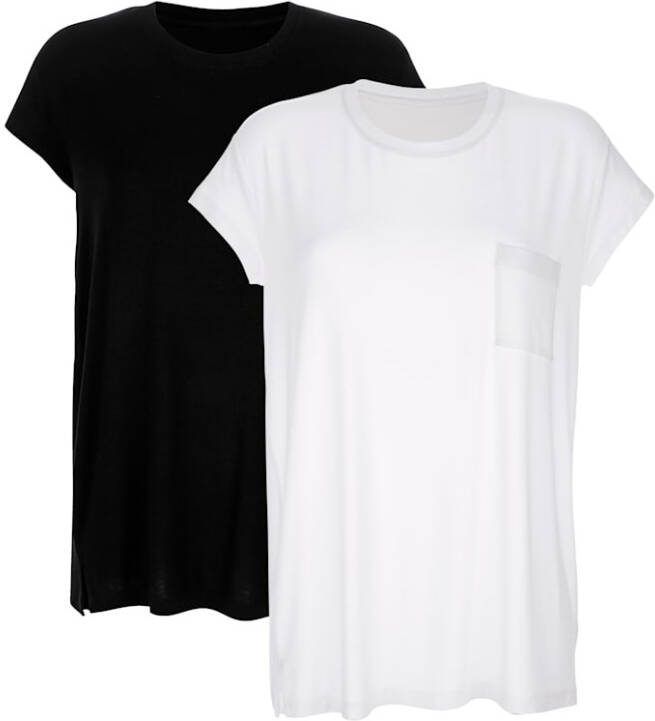 harmony Shirts per 2 stuks met borstzak Wit/Zwart