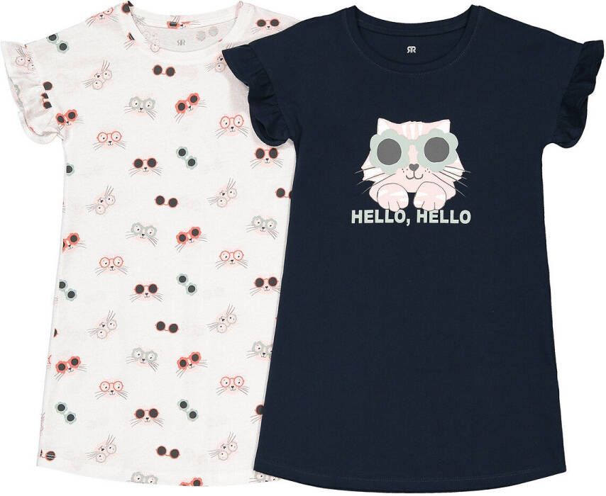 LA REDOUTE COLLECTIONS Set van 2 nachthemden met kattenprint