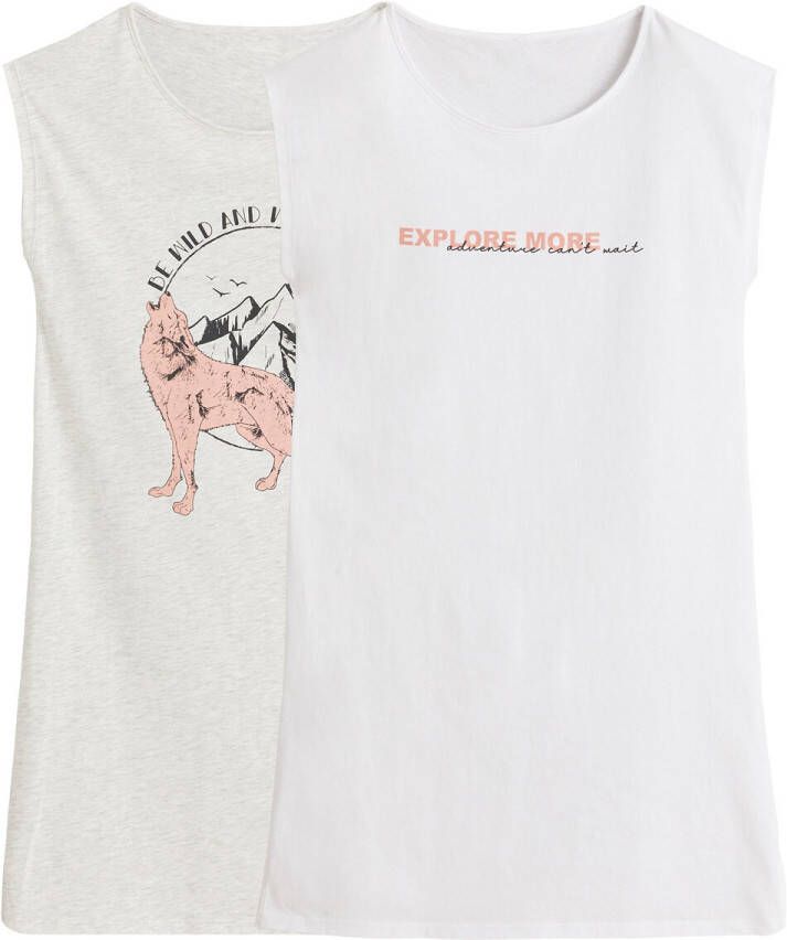 LA REDOUTE COLLECTIONS Set van 2 nachthemden met korte mouwen