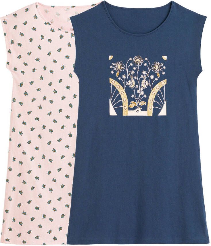 LA REDOUTE COLLECTIONS Set van 2 nachthemden met korte mouwen