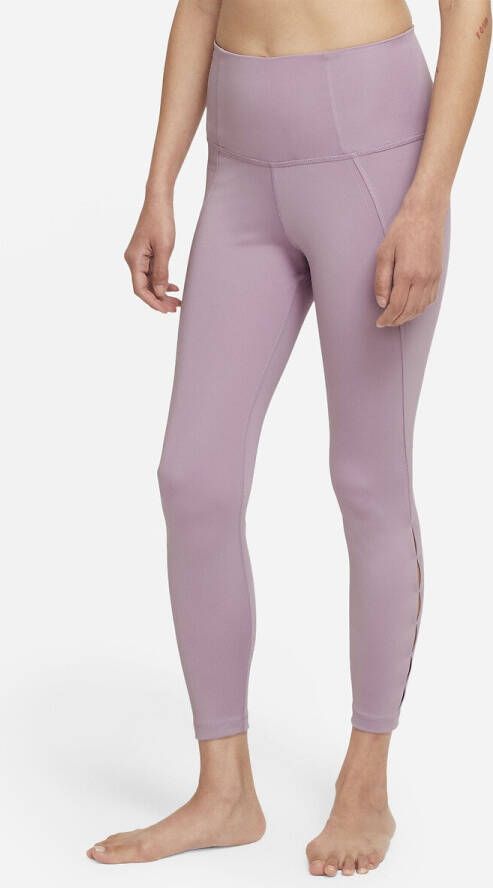 Nike Yoga Dri FIT 7/8 legging met hoge taille en uitsparingen voor dames Paars
