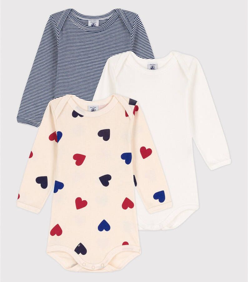 PETIT BATEAU Set van 3 rompers met lange mouwen