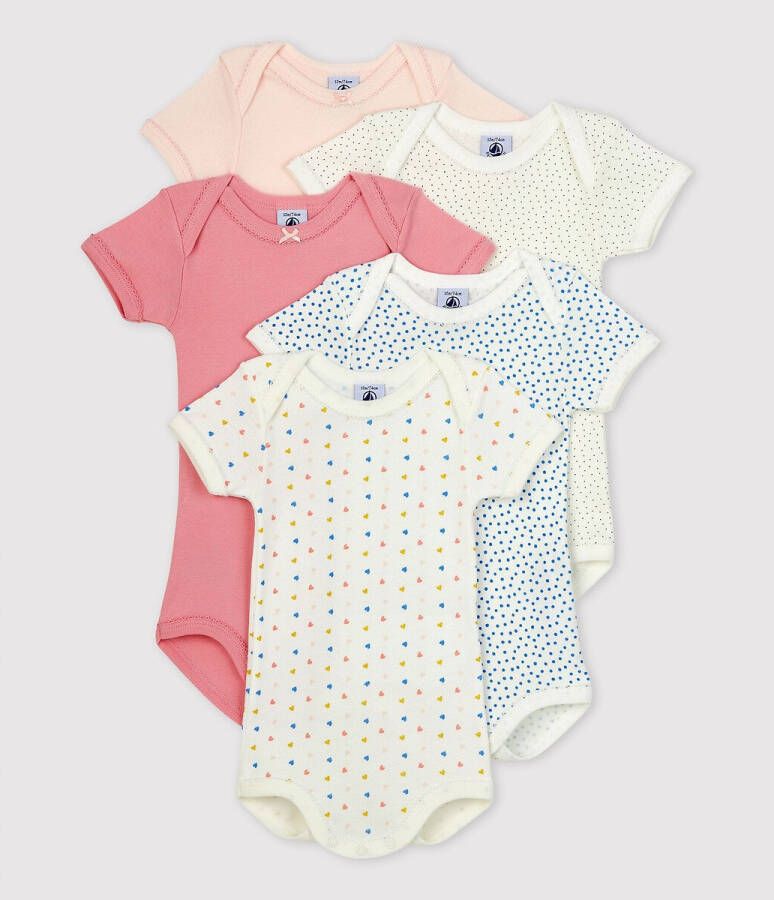 PETIT BATEAU Set van 5 rompers met korte mouwen, in katoen