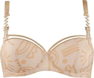 Marlies Dekkers Golden Karo Plunge Balconette Bh | Wired Padded Egyptian Gold And Ivory 70b