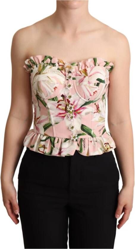 Dolce & Gabbana Bloemen bustier muren top blouse , Roze, Dames