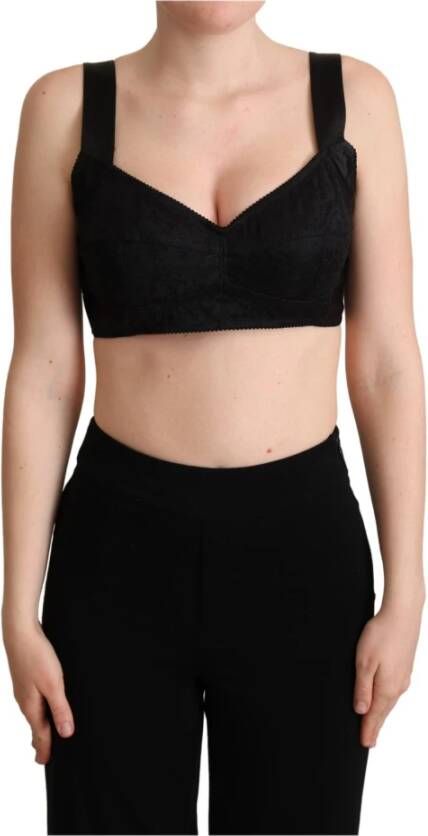 Dolce & Gabbana Bijgesneden zijden stretch bustier top , Zwart, Dames