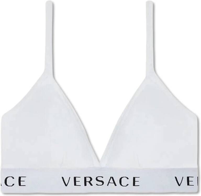 Versace Logo driehoek bralette , Wit, Dames