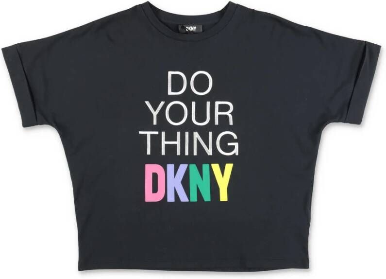 DKNY Black Cotton Jersey over T shirt , Zwart, Dames