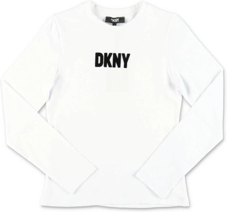 DKNY T shirt Bianca in Jersey di Cotone | White Cotton Jersey T shirt , Wit, Unisex