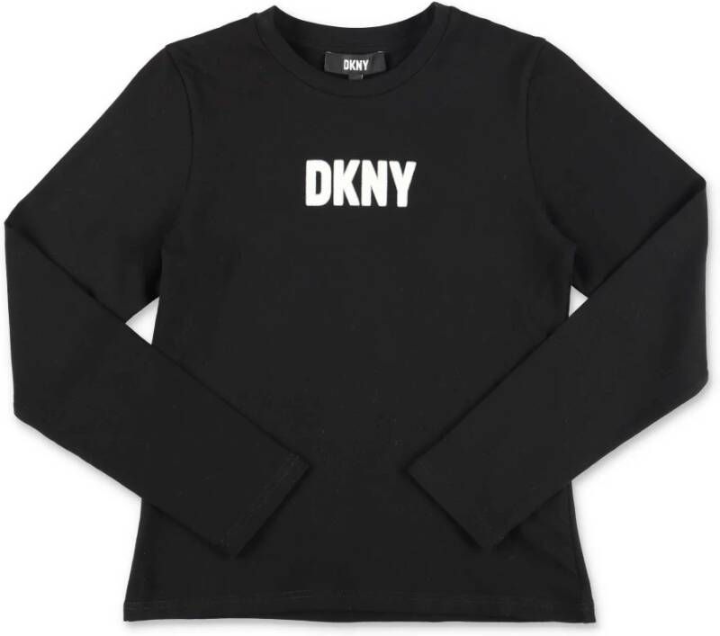 DKNY T shirtera in Jersey di Cotone | Black Cotton Jersey T shirt , Zwart, Unisex