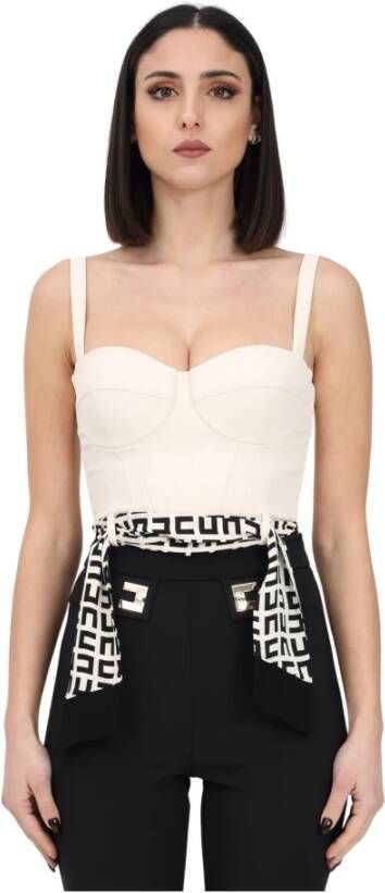 Elisabetta Franchi Mouwloos topje , Beige, Dames