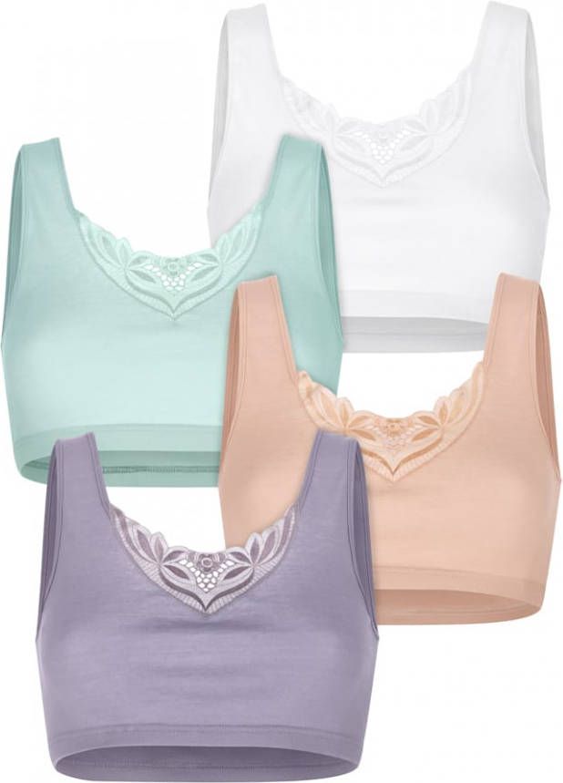 harmony Bustiers per 3 stuks met kantmotief Apricot/Lila/Mintgroen/Wit