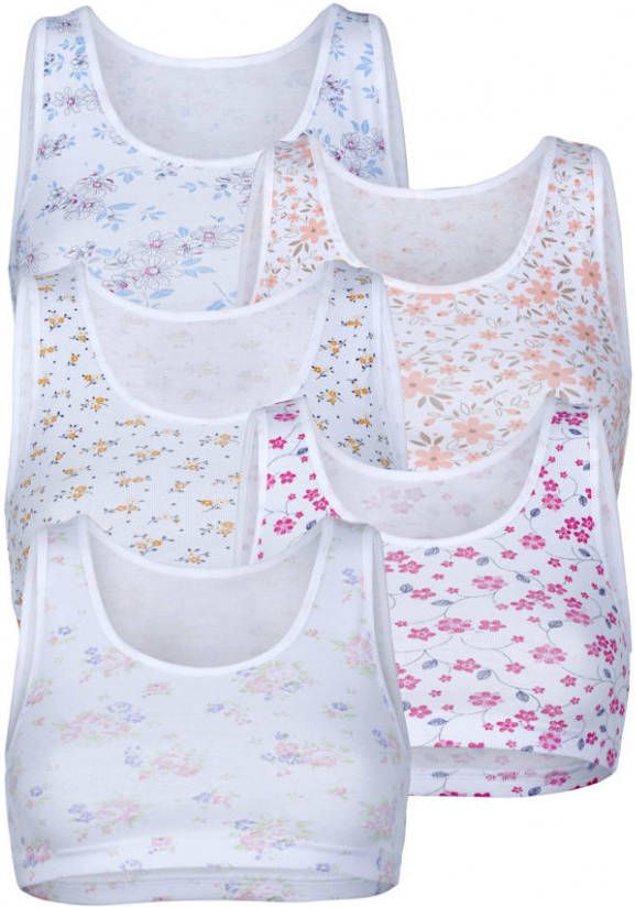 harmony Bustiers per 5 stuks met verschillende prints 5x wit/Multicolor
