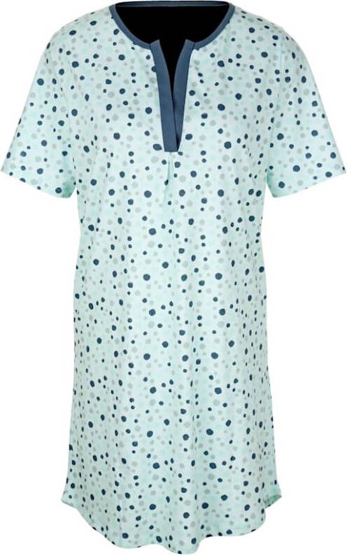 harmony Nachthemden per 2 stuks met contrastpaspel aan de hals Lichtgroen/Rookblauw/Jadegroen