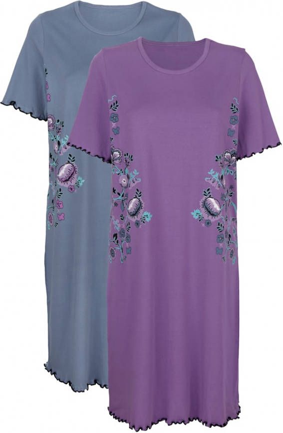 harmony Nachthemden per 2 stuks met print Blauw/Paars