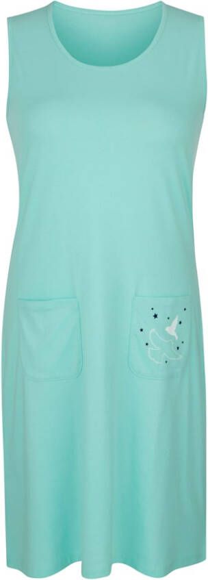 harmony Nachthemden per 2 stuks met print op de linkerzak Mintgroen/Rookblauw