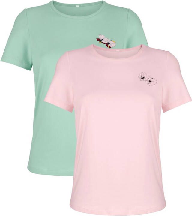 harmony Shirts per 2 stuks Jadegroen/Roze