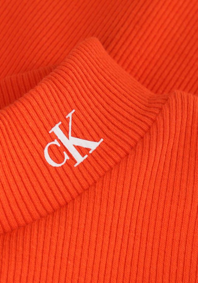 Calvin Klein Rode T shirt Mock Neck Rib Top