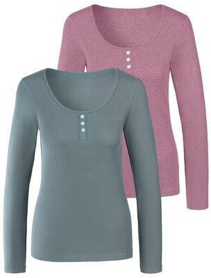 Bench. Shirt met lange mouwen van katoenen piqué(set, Set van 2 )