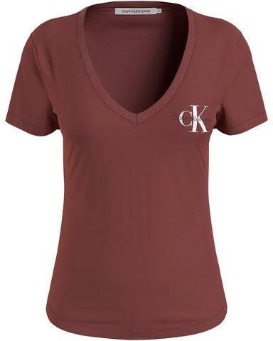 Calvin Klein Shirt met V hals MONOGRAM LOGO SLIM V NECK TEE met jeans logoprint