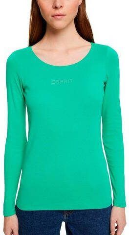 Esprit Shirt met lange mouwen in de nek met weefband verstevigd