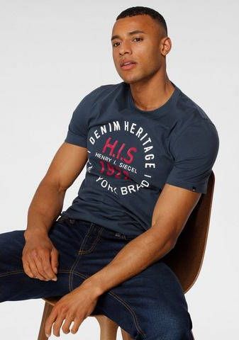 H.I.S Shirt met ronde hals met merkprint