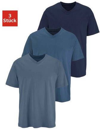H.I.S Shirt voor eronder met v hals van katoen(3 stuks )