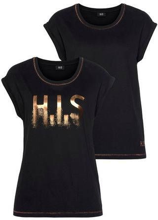 H.I.S T shirt Met glanzende print(Set van 2 )