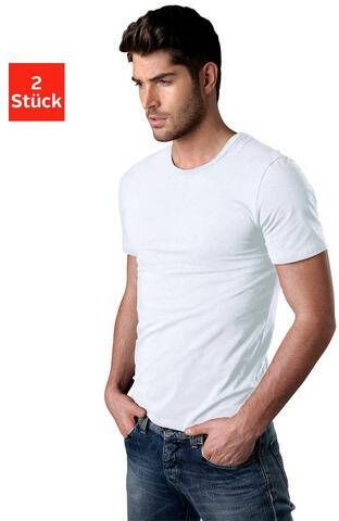 H.I.S T shirt met ronde hals en klein logo(Set van 2 )