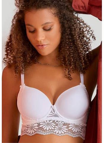 Lascana Bh met steuncups in een lang model, van gebloemde kant