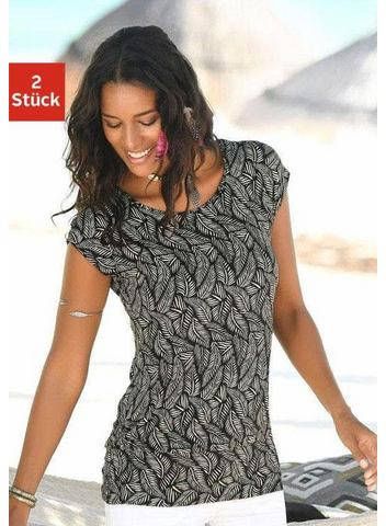 Lascana Lang shirt met brede tailleband(Set van 2 )