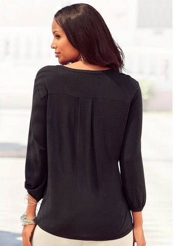 Lascana Shirt met 3/4 mouwen met een kleine aanrimpeling bij de hals