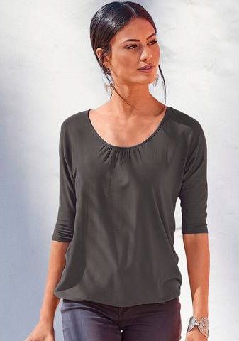 Lascana Shirt met 3/4 mouwen met fijne plooien bij de hals